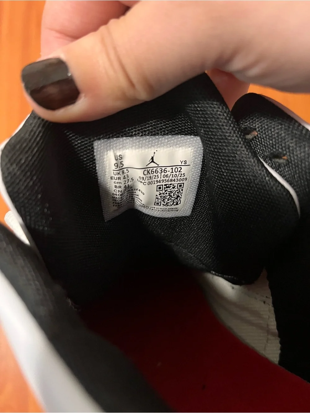 Jordan Low-Top Sneakers in White, Black & Red